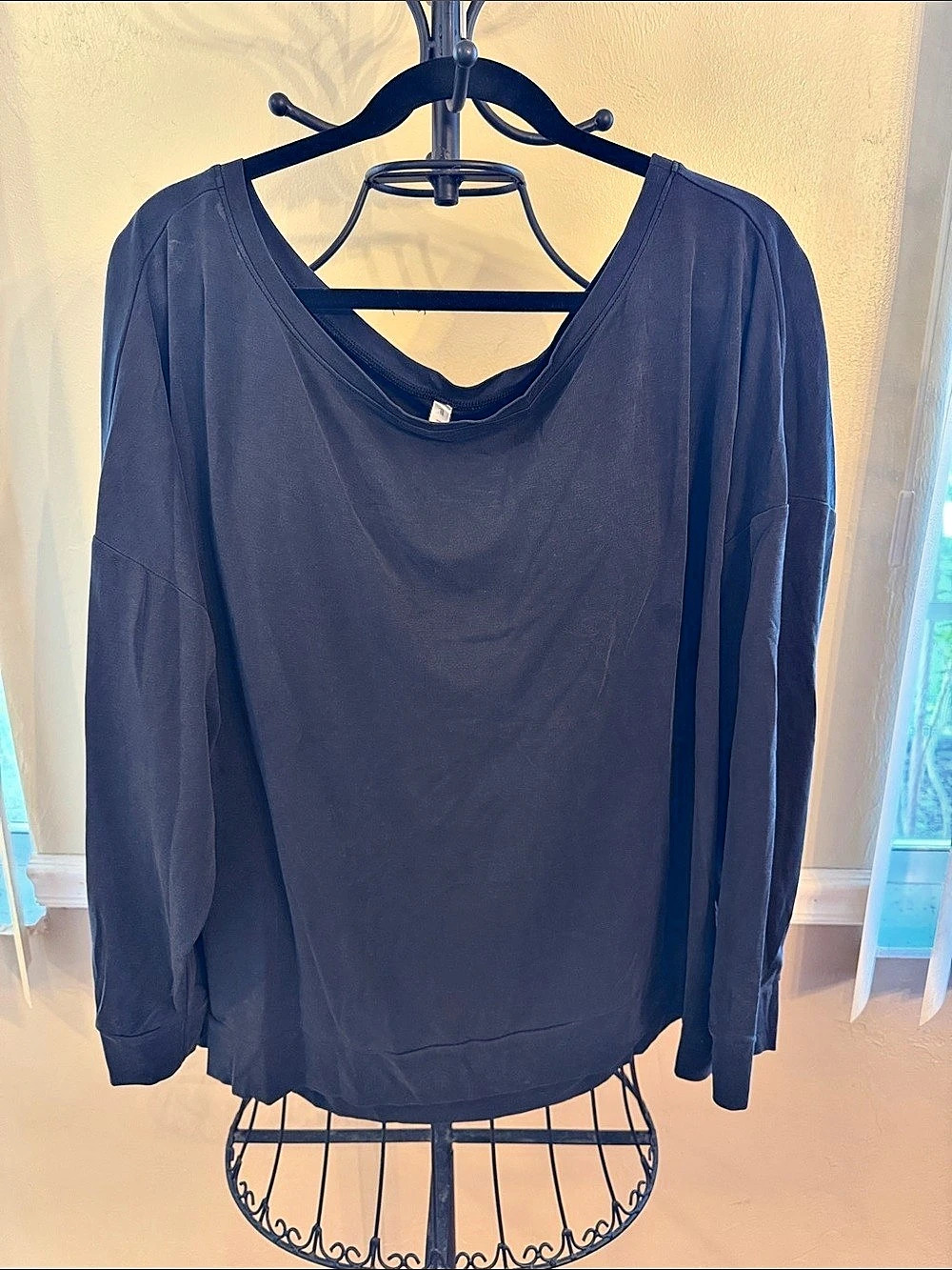 Fabletics Sleek Knit Boat Neck Pullover Long Sleeve Top Black XL